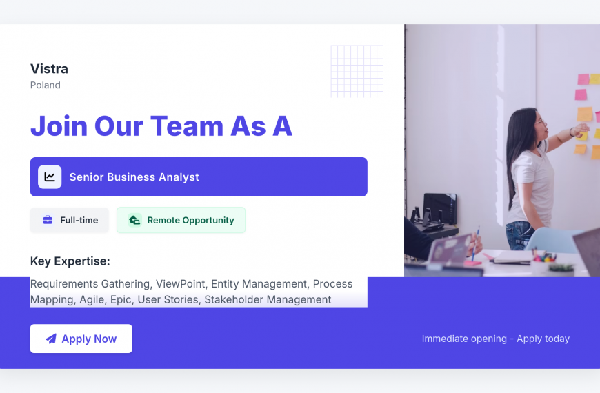 Senior Business Analyst – Remote Opportunity