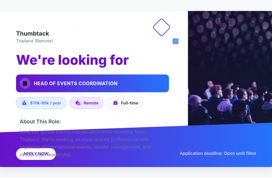 Head of Events Coordination – Remote