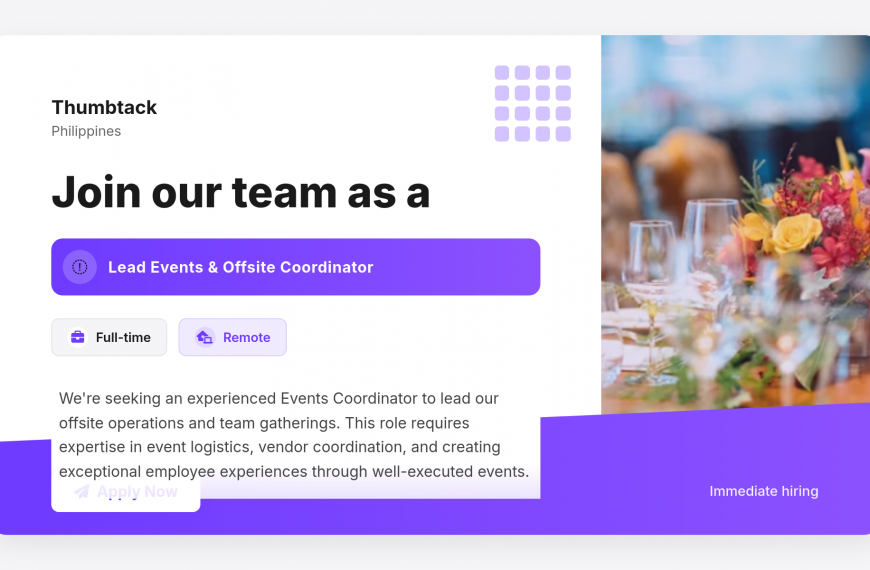 Lead Events & Offsite Coordinator