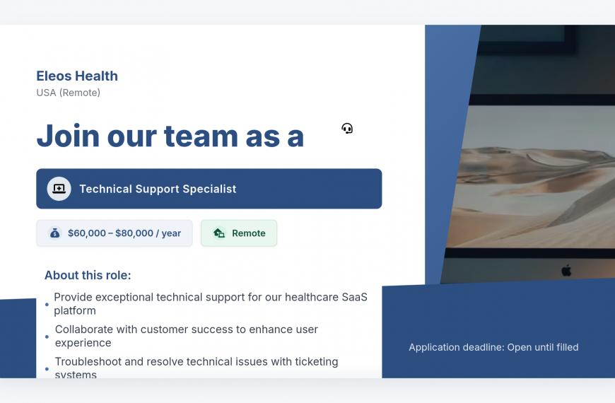 Remote Technical Support Specialist – Customer Success