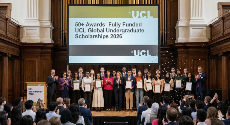 Student receiving UCL Global Undergraduate Scholarship 2026 funding