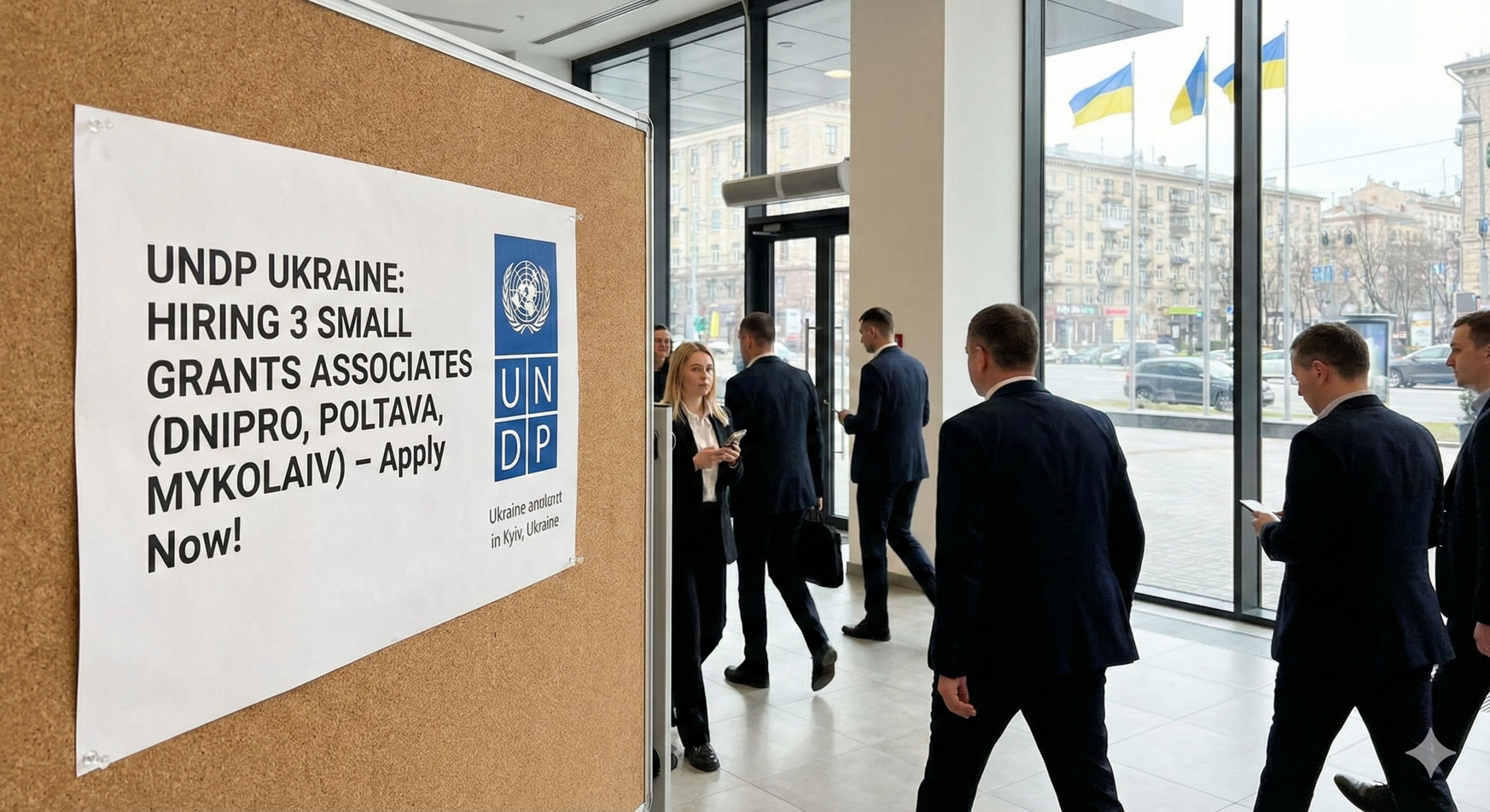 UNDP field officer reviewing grant proposals for Ukraine reconstruction
