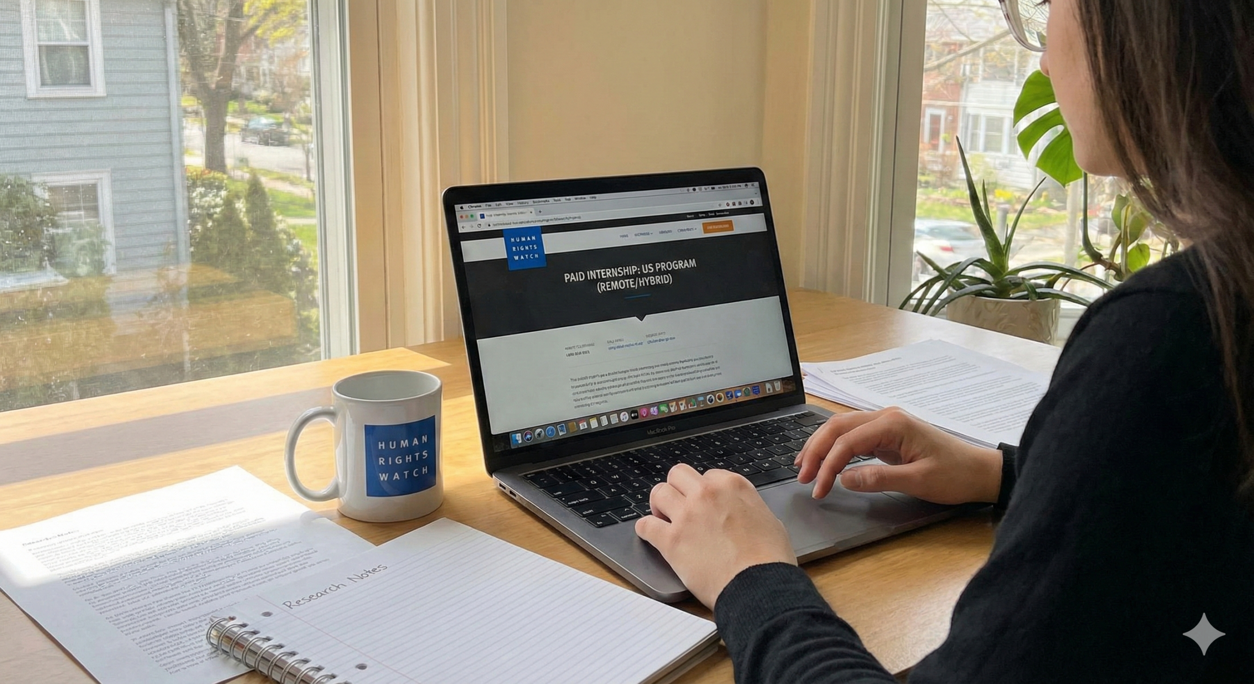 Human Rights Watch US Program Intern working remotely on laptop