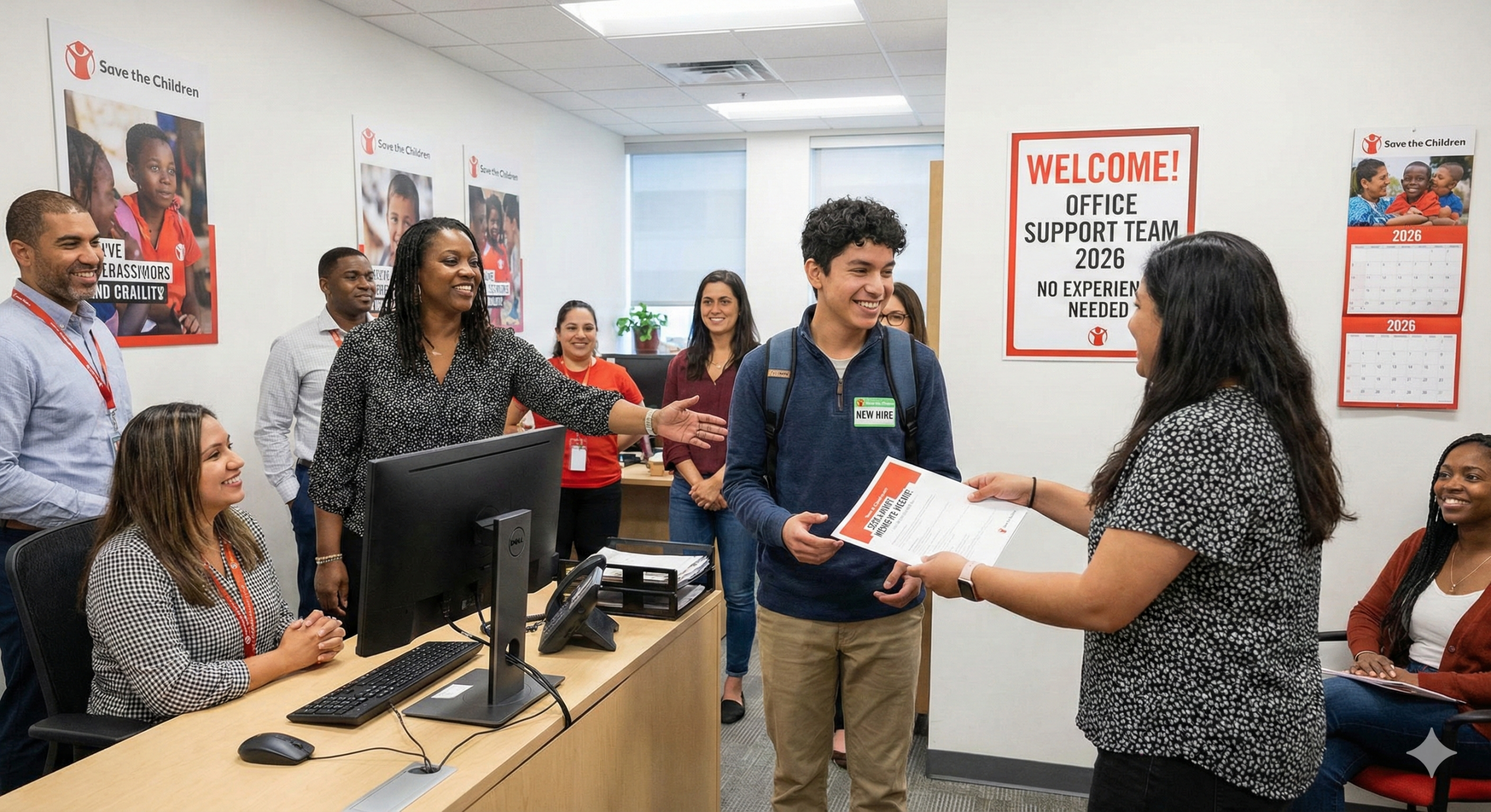 Save the Children Office Support 2026 team meeting in a professional workspace