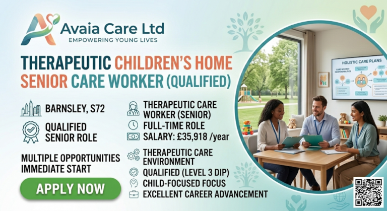 Therapeutic children’s home senior care worker (qualified) working environment
