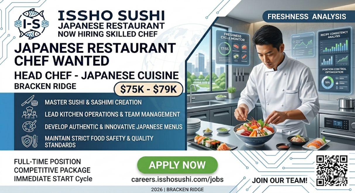 Japanese Restaurant Chef Bracken Ridge working environment