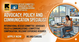 Advocacy, Policy and Communication Specialist working environment