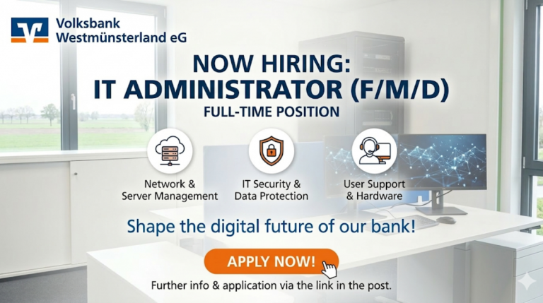 An IT Administrator in Coesfeld managing network infrastructure for Volksbank Westmünsterland eG, focusing on data analytics and cloud solutions.