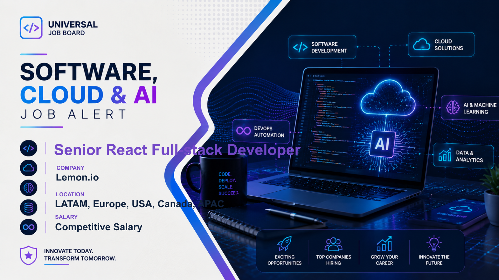 Senior React Full-stack Developer — remote software engineering role